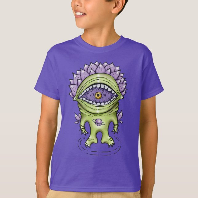 Alien Plant Character - Konstig Astronaut Creature T Shirt (Framsida)