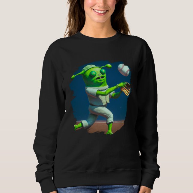 Alien Playing Baseball  Aliens Baseball T Shirt (Framsida)