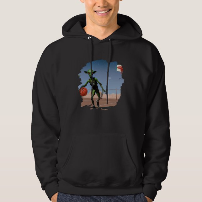 Alien Playing Basketball  Aliens Basketball Hoodie (Framsida)
