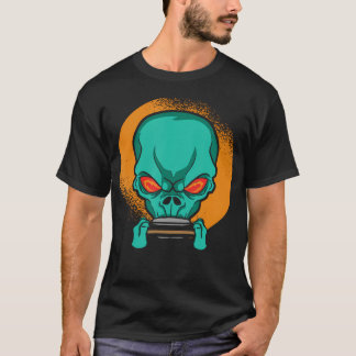 Alien Playing The Harmonica - Harmonica Player Mus T Shirt