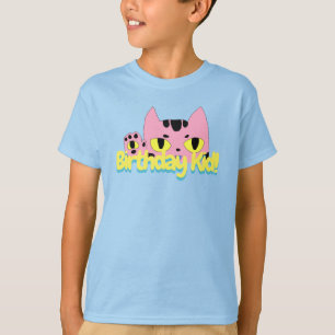 Alien Pocket Cat Birthday Kid Rosa Tecknad Cat T Shirt