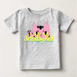 Alien Pocket Cat Birthday Kid Rosa Tecknad Cat T Shirt