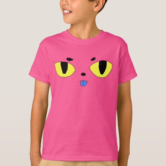 Alien Pocket Cat Rosa Tecknad Cat T Shirt (Framsida)