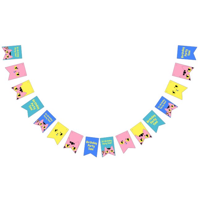 Alien Pocket Cat Rosa Tecknad Kitten Vimplar (Alla)