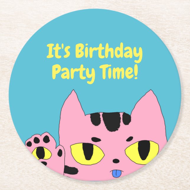 Alien Pocket Cat Underlägg Papper Rund (Framsidan)