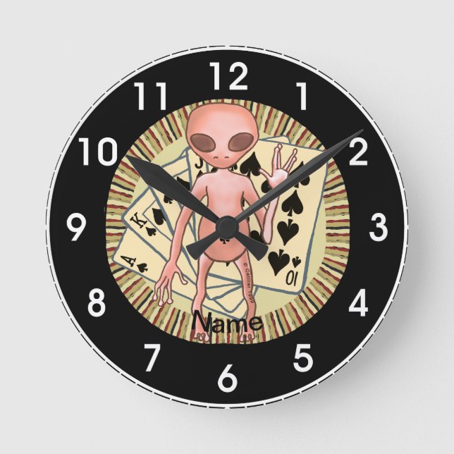Alien poker Clock Rund Klocka (Framsida)