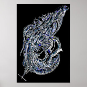 Alien prawn bläck art poster