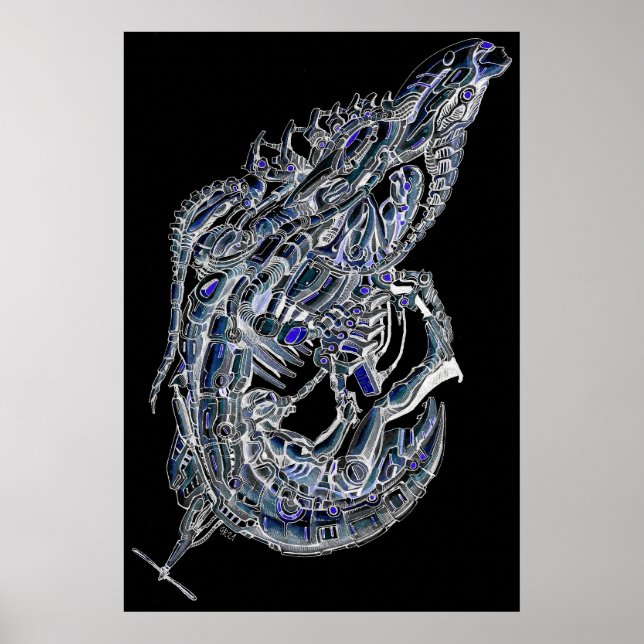 Alien prawn bläck art poster (Framsidan)
