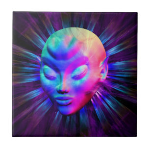 Alien Psychedelic Meditation Kakelplatta