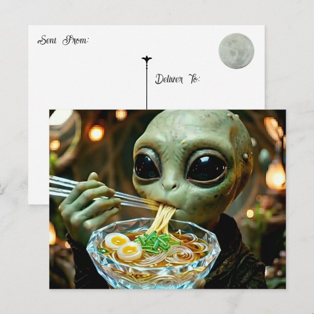 Alien Ramen | Säga hej | Hålla kontakten Vykort (Fram/baksida)