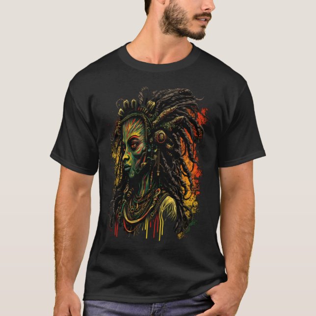 Alien Rasta Rastafarian Rastafari UFO Extraterrest T Shirt (Framsida)