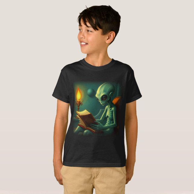 ALIEN READING T SHIRT (Hel framsida)
