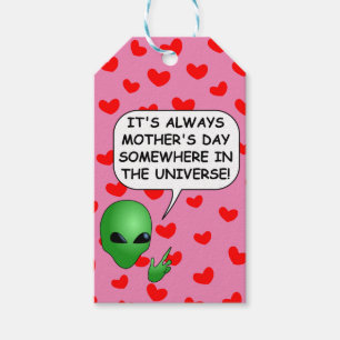 Alien Red Hearts Mors dag Presentetikett