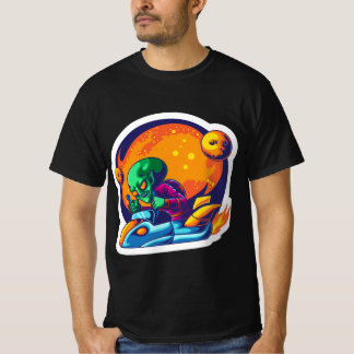 Alien redo till krig med rymdfarketikett t shirt