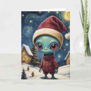 Alien Retro Stjärnklar Jul Personlig Kort