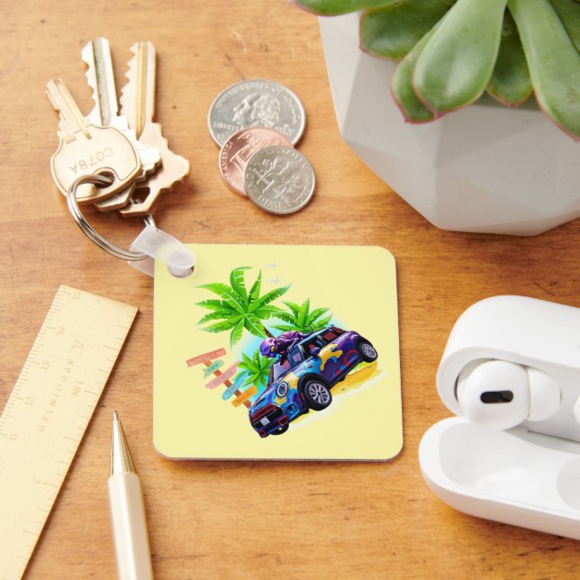 Alien Riding a Mini Keychain Nyckelring (Skrivbord)