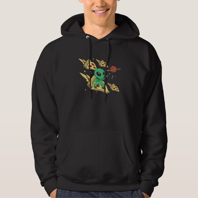 Alien Riding Pizza UFO Galaxy Fast Food  1 Hoodie (Framsida)