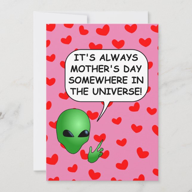 Alien Röda Hjärtan Mors Dag Inbjudningar (Framsida)