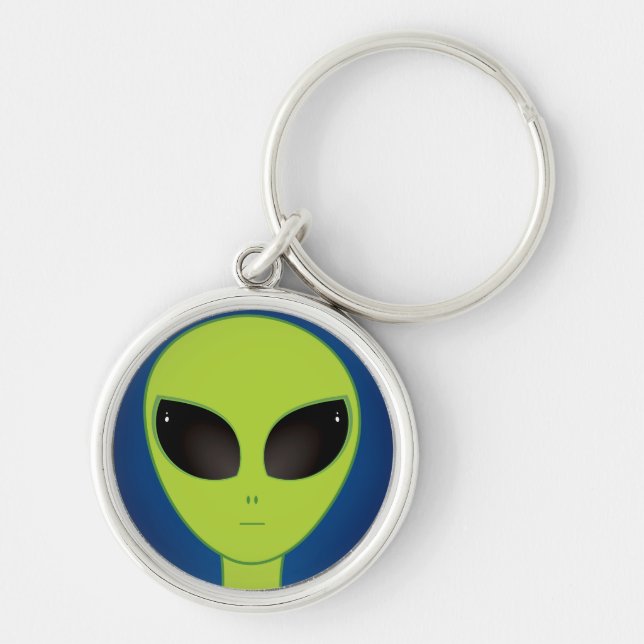 Alien Rund Silverfärgad Nyckelring (Framsidan)