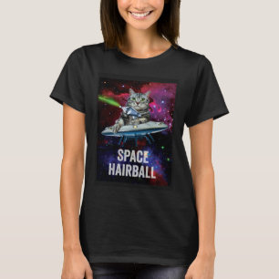 Alien Rymd Katt UFO Rymd Hårboll T Shirt