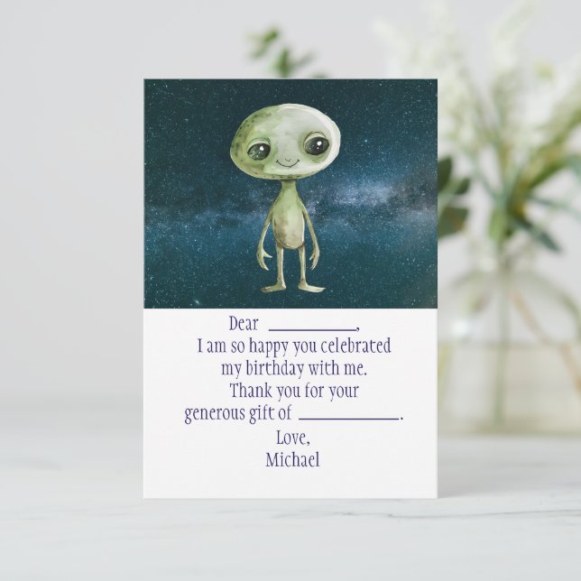 Alien Rymden födelsedagstack för ditt kort (Stående Fram)