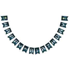 Alien Rymden Grattis på födelsedagen Bunting Flagg Vimplar