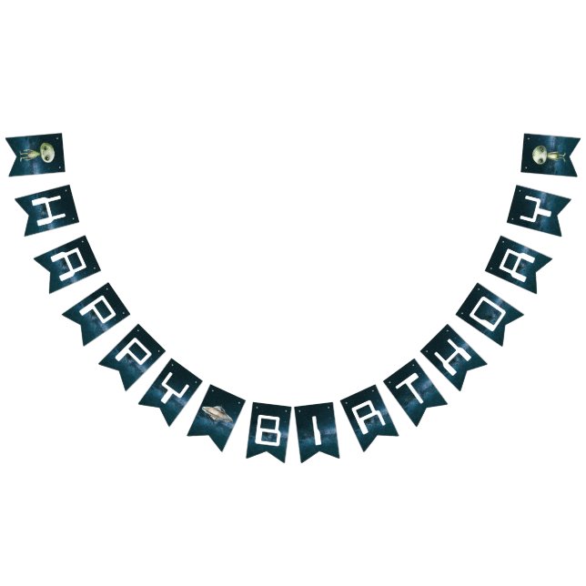 Alien Rymden Grattis på födelsedagen Bunting Flagg Vimplar (Alla)