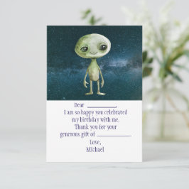 Alien Rymdfödelsedags Tacksamhetskort Tack Kort