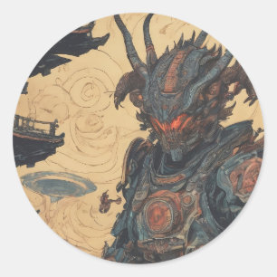 Alien Samurai Sticker Runt Klistermärke