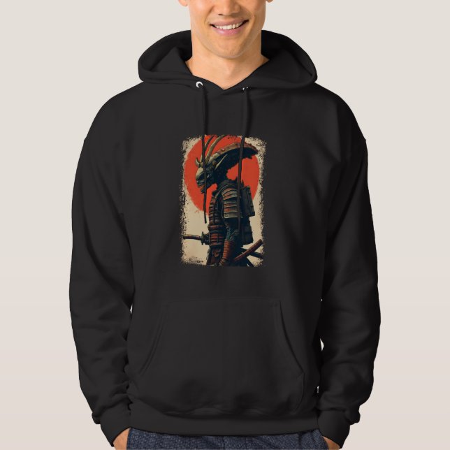Alien Samurai Tee Japansk Sci-Fi Design Apparel U Hoodie (Framsida)