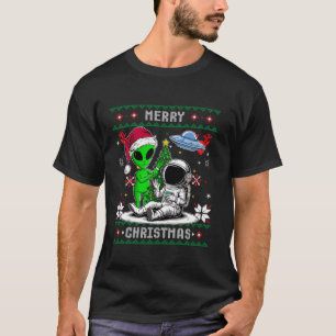 Alien Santa Astronaut God jul Träd Funny S T Shirt