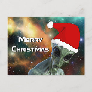 Alien Santa God jul Personalize Vykort