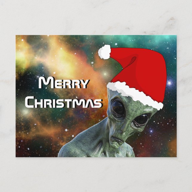 Alien Santa God jul Personalize Vykort (Framsida)