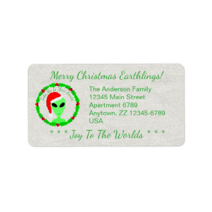 Alien Santa Holly Wandeny Juldesign Adressetikett
