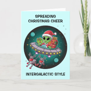 Alien Santa in UFO-jul Helgkort
