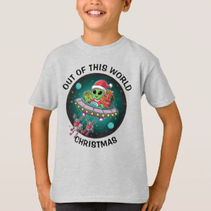 Alien Santa in UFO Kids T Shirt