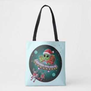 Alien Santa in UFO Tygkasse