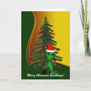 Alien Santa jul-kort för prydnadsreklam Helgkort