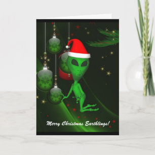 Alien Santa jul-kort för prydnadsreklam Helgkort