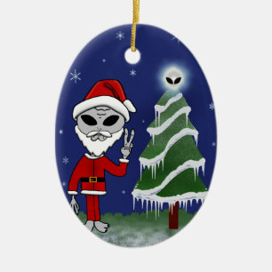 Alien Santa Julgransprydnad Keramik