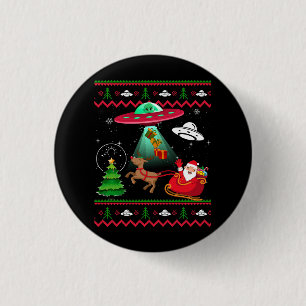 Alien Santa UFO Abduction Ugly jul Sweater S Knapp