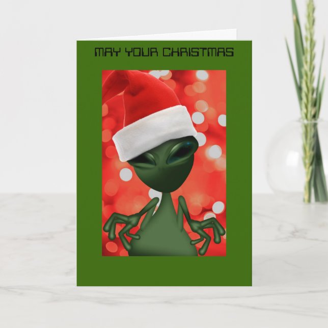 ALIEN SANTA UR DET HÄR VÄRLDSHJÄLPKORTET HELGKORT (Framsida)