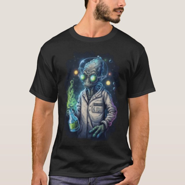 Alien Scientist UFO Space Extraterrestrial T Shirt (Framsida)