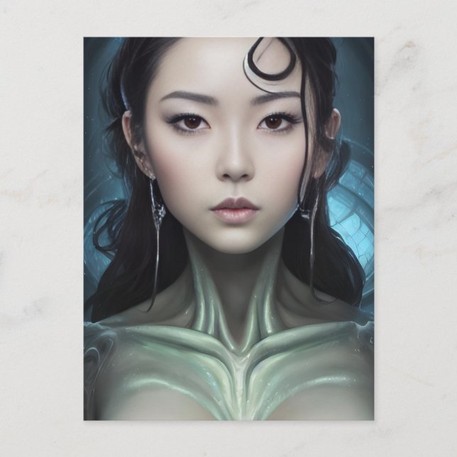 Alien Scifi Woman Vykort (Framsida)