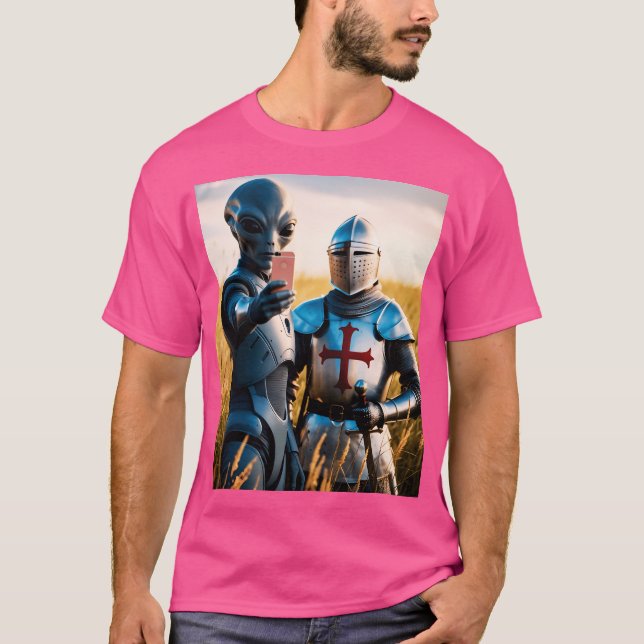 Alien Selfie med Mallar Knight T Shirt (Framsida)