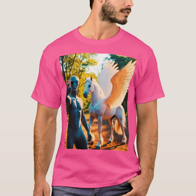 Alien Selfie med Pegasus T Shirt (Framsida)