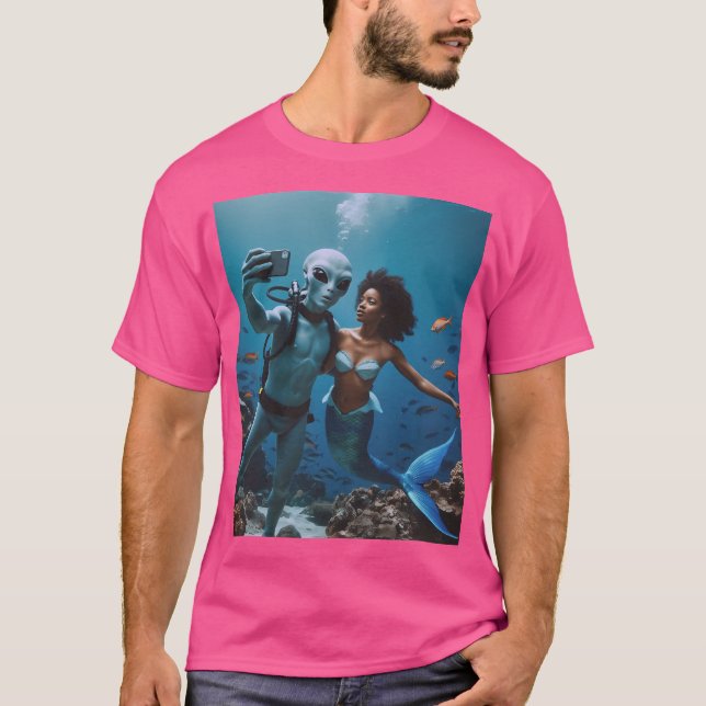 Alien Selfie med Sjöjungfru T Shirt (Framsida)