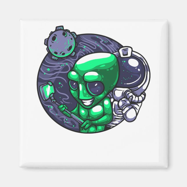 Alien Selfie Snap för Astronomer Teacher Space Flä Magnet (Framsidan)