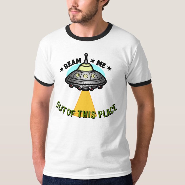 Alien Ship Beam Mäns Basic Ringer T-Shirt (Framsida)