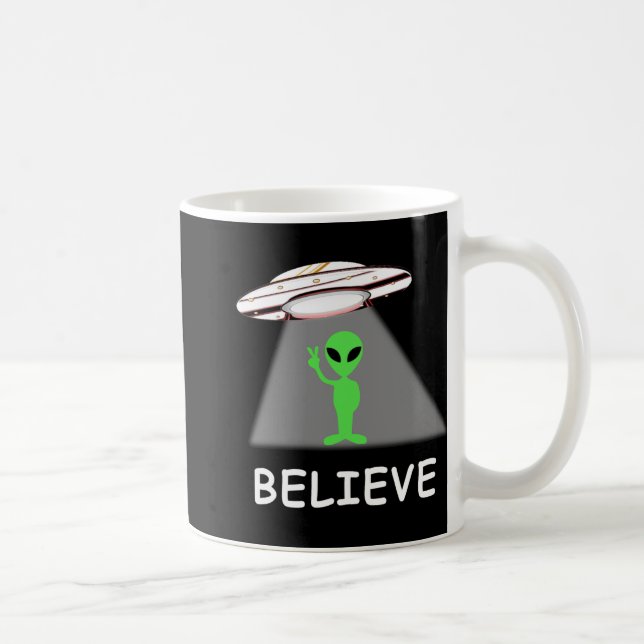 Alien Shirt - I Believe New Cool Ufo  Kaffemugg (Höger)